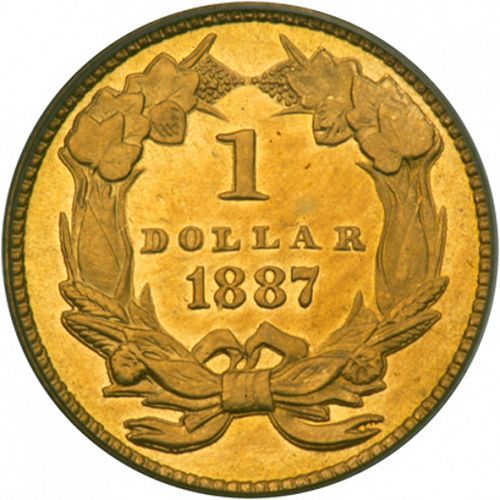 1 dollar - Gold Reverse Image minted in UNITED STATES in 1887 (Large Indian Head)  - The Coin Database