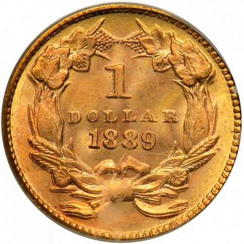 1 dollar - Gold Reverse Image minted in UNITED STATES in 1889 (Large Indian Head)  - The Coin Database