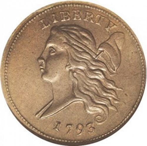 half cent Obverse Image minted in UNITED STATES in 1793 (Liberty Cap - Head facing left)  - The Coin Database