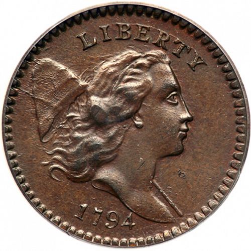 half cent Obverse Image minted in UNITED STATES in 1794 (Liberty Cap - Head facing right)  - The Coin Database