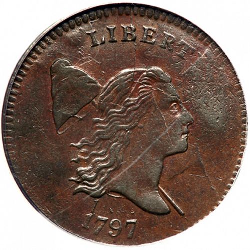 half cent Obverse Image minted in UNITED STATES in 1797 (Liberty Cap - Head facing right)  - The Coin Database
