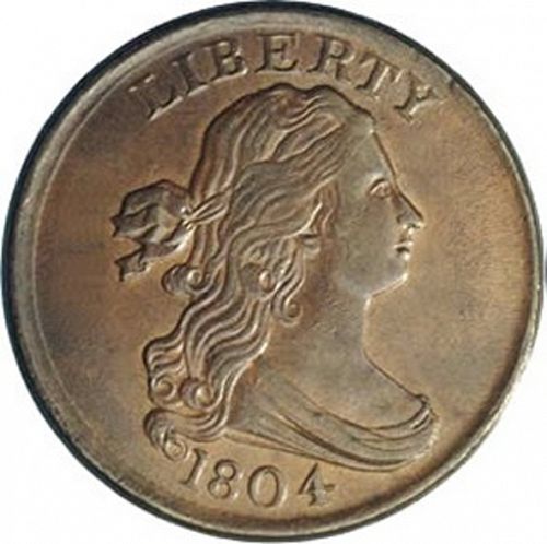 half cent Obverse Image minted in UNITED STATES in 1804 (Draped Bust)  - The Coin Database