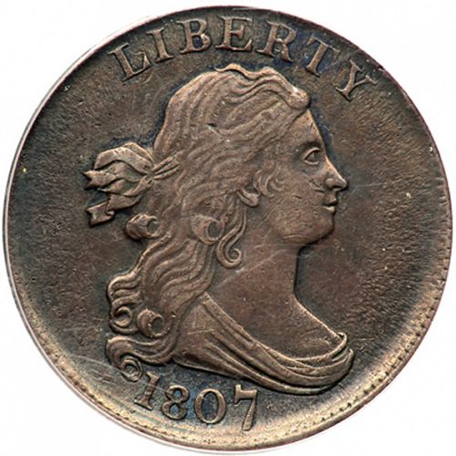 half cent Obverse Image minted in UNITED STATES in 1807 (Draped Bust)  - The Coin Database
