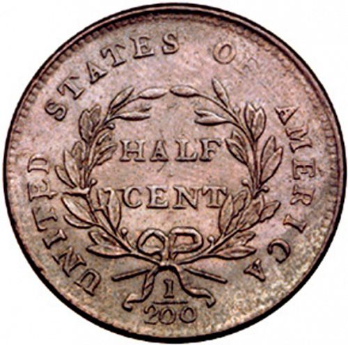 half cent Reverse Image minted in UNITED STATES in 1800 (Draped Bust)  - The Coin Database