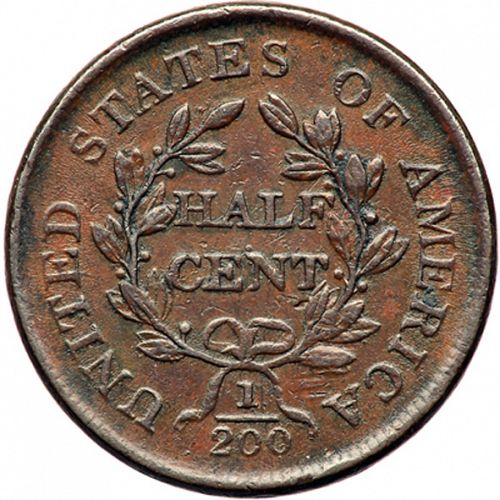 half cent Reverse Image minted in UNITED STATES in 1805 (Draped Bust)  - The Coin Database