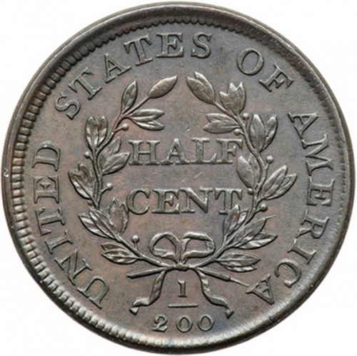 half cent Reverse Image minted in UNITED STATES in 1808 (Draped Bust)  - The Coin Database