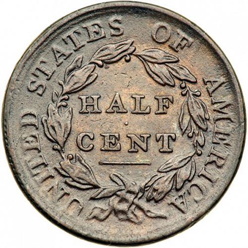 half cent Reverse Image minted in UNITED STATES in 1809 (Classic Head)  - The Coin Database