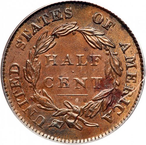 half cent Reverse Image minted in UNITED STATES in 1826 (Classic Head)  - The Coin Database
