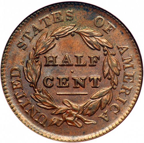 half cent Reverse Image minted in UNITED STATES in 1829 (Classic Head)  - The Coin Database