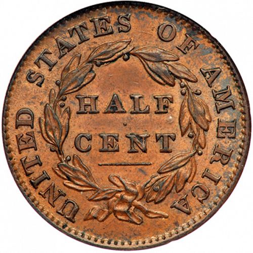 half cent Reverse Image minted in UNITED STATES in 1832 (Classic Head)  - The Coin Database