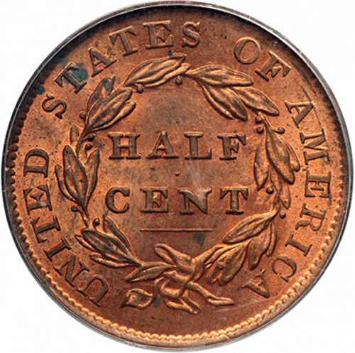 half cent Reverse Image minted in UNITED STATES in 1833 (Classic Head)  - The Coin Database