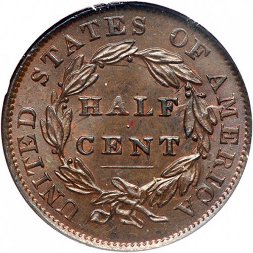 half cent Reverse Image minted in UNITED STATES in 1834 (Classic Head)  - The Coin Database