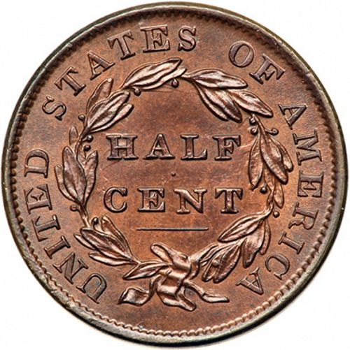 half cent Reverse Image minted in UNITED STATES in 1835 (Classic Head)  - The Coin Database
