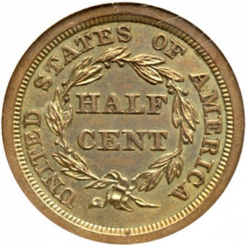 half cent Reverse Image minted in UNITED STATES in 1840 (Braided Hair)  - The Coin Database