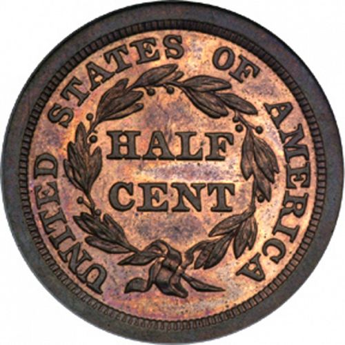 half cent Reverse Image minted in UNITED STATES in 1841 (Braided Hair)  - The Coin Database
