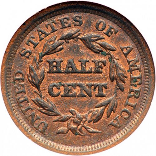 half cent Reverse Image minted in UNITED STATES in 1849 (Braided Hair)  - The Coin Database