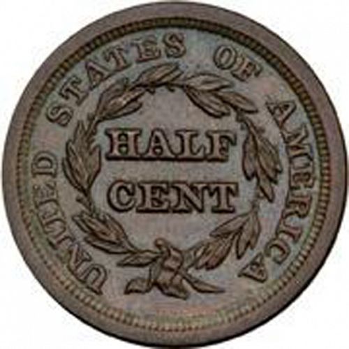 half cent Reverse Image minted in UNITED STATES in 1850 (Braided Hair)  - The Coin Database