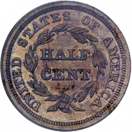 half cent Reverse Image minted in UNITED STATES in 1852 (Braided Hair)  - The Coin Database