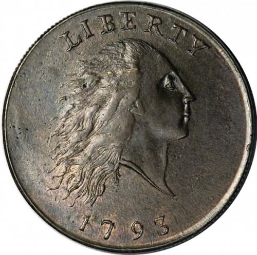 1 cent Obverse Image minted in UNITED STATES in 1793 (Flowing Hair - Chain reverse)  - The Coin Database