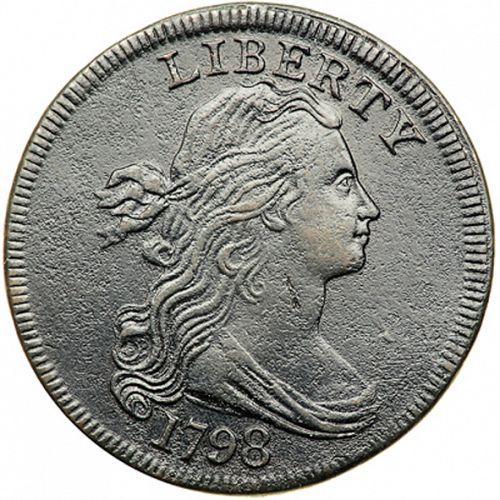 1 cent Obverse Image minted in UNITED STATES in 1798 (Draped Bust)  - The Coin Database
