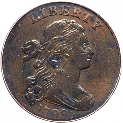1 cent Obverse Image minted in UNITED STATES in 1799 (Draped Bust)  - The Coin Database
