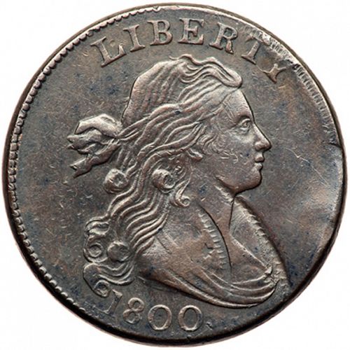 1 cent Obverse Image minted in UNITED STATES in 1800 (Draped Bust)  - The Coin Database