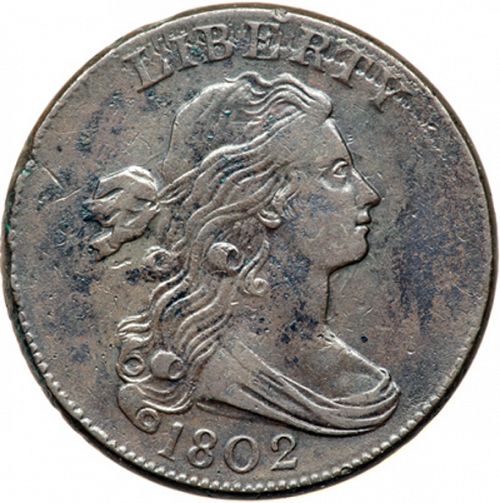 1 cent Obverse Image minted in UNITED STATES in 1802 (Draped Bust)  - The Coin Database