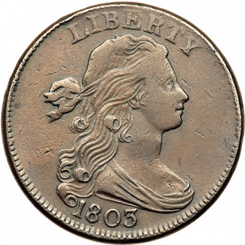 1 cent Obverse Image minted in UNITED STATES in 1803 (Draped Bust)  - The Coin Database