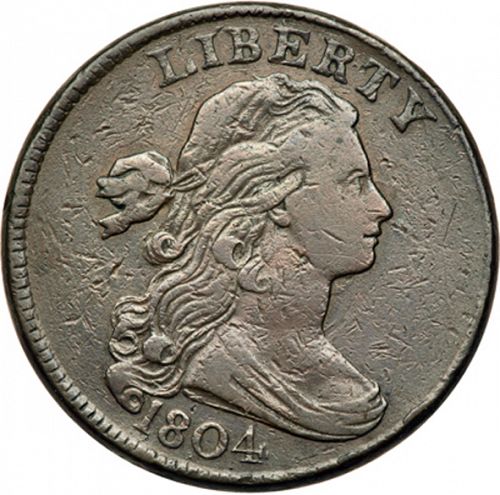 1 cent Obverse Image minted in UNITED STATES in 1804 (Draped Bust)  - The Coin Database