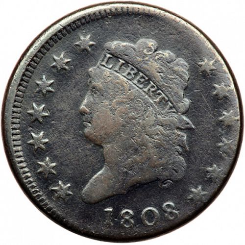 1 cent Obverse Image minted in UNITED STATES in 1808 (Classic Head)  - The Coin Database