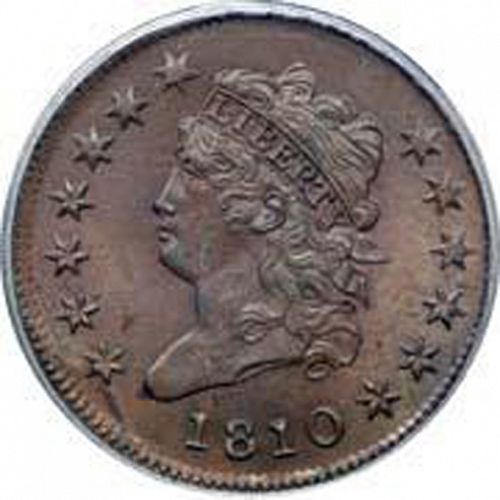 1 cent Obverse Image minted in UNITED STATES in 1810 (Classic Head)  - The Coin Database