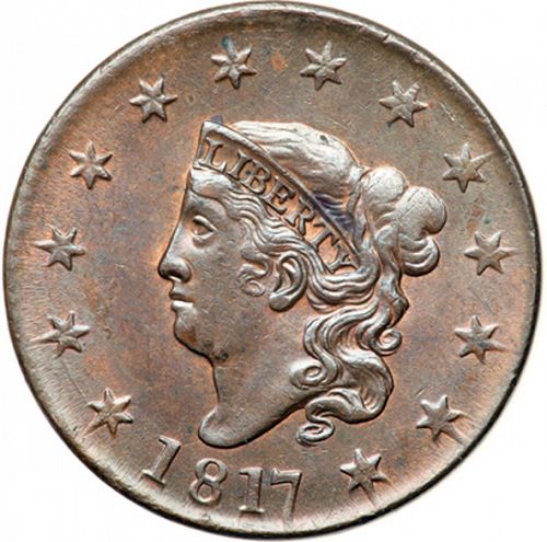 1 cent Obverse Image minted in UNITED STATES in 1817 (Coronet)  - The Coin Database