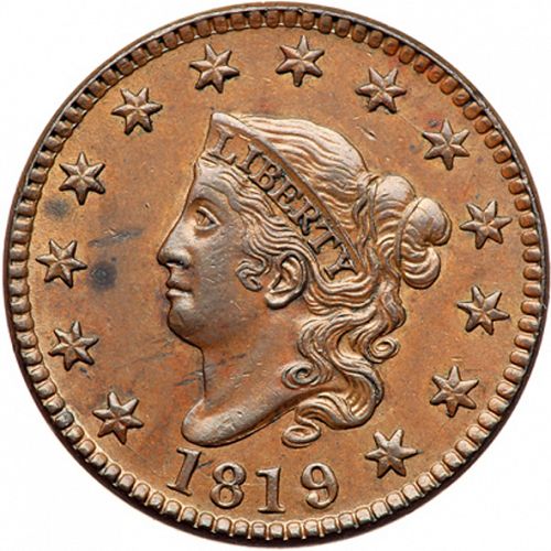 1 cent Obverse Image minted in UNITED STATES in 1819 (Coronet)  - The Coin Database