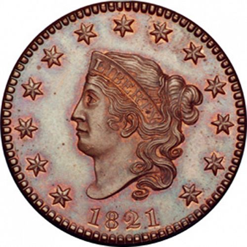 1 cent Obverse Image minted in UNITED STATES in 1821 (Coronet)  - The Coin Database
