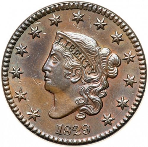 1 cent Obverse Image minted in UNITED STATES in 1829 (Coronet)  - The Coin Database