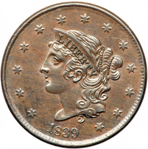 1 cent Obverse Image minted in UNITED STATES in 1839 (Coronet)  - The Coin Database