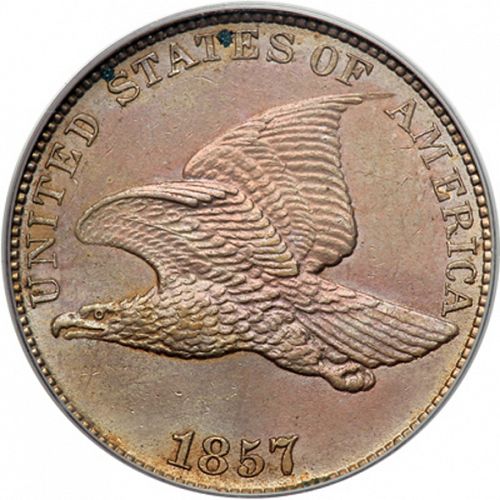 1 cent Obverse Image minted in UNITED STATES in 1857 (Flying Eagle)  - The Coin Database