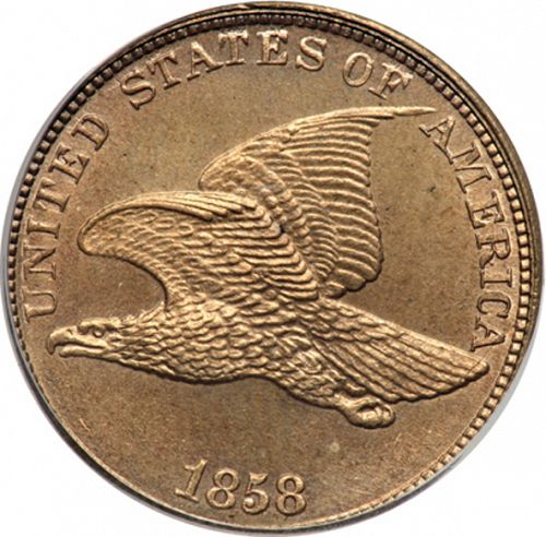 1 cent Obverse Image minted in UNITED STATES in 1858 (Flying Eagle)  - The Coin Database