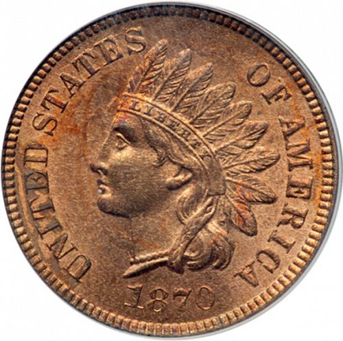1 cent Obverse Image minted in UNITED STATES in 1870 (Indian Head)  - The Coin Database