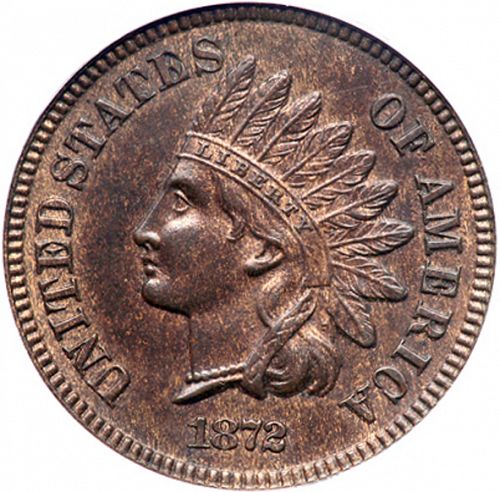 1 cent Obverse Image minted in UNITED STATES in 1872 (Indian Head)  - The Coin Database