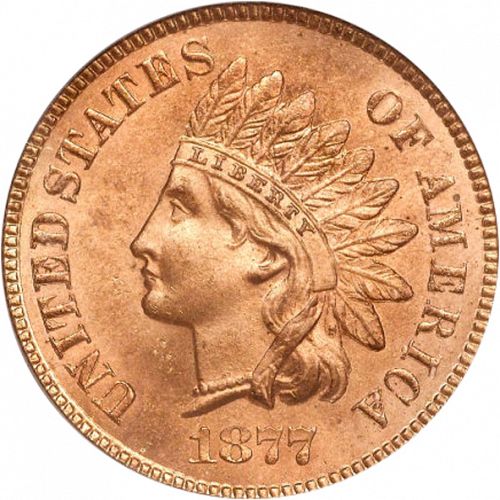1 cent Obverse Image minted in UNITED STATES in 1877 (Indian Head)  - The Coin Database