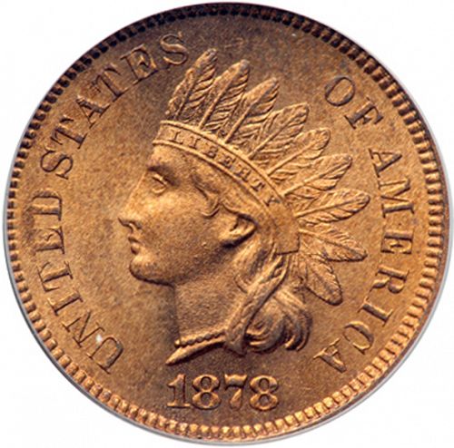 1 cent Obverse Image minted in UNITED STATES in 1878 (Indian Head)  - The Coin Database