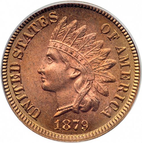 1 cent Obverse Image minted in UNITED STATES in 1879 (Indian Head)  - The Coin Database