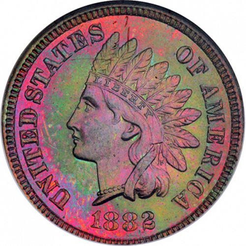 1 cent Obverse Image minted in UNITED STATES in 1882 (Indian Head)  - The Coin Database