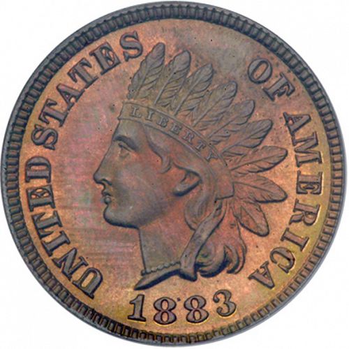 1 cent Obverse Image minted in UNITED STATES in 1883 (Indian Head)  - The Coin Database