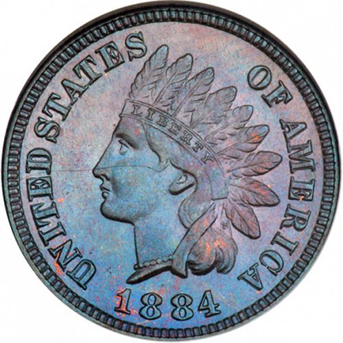 1 cent Obverse Image minted in UNITED STATES in 1884 (Indian Head)  - The Coin Database