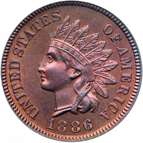 1 cent Obverse Image minted in UNITED STATES in 1886 (Indian Head)  - The Coin Database