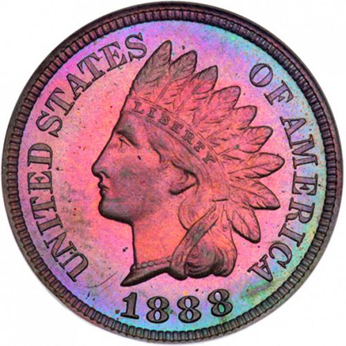 1 cent Obverse Image minted in UNITED STATES in 1888 (Indian Head)  - The Coin Database