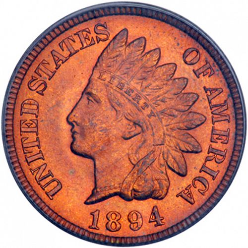 1 cent Obverse Image minted in UNITED STATES in 1894 (Indian Head)  - The Coin Database