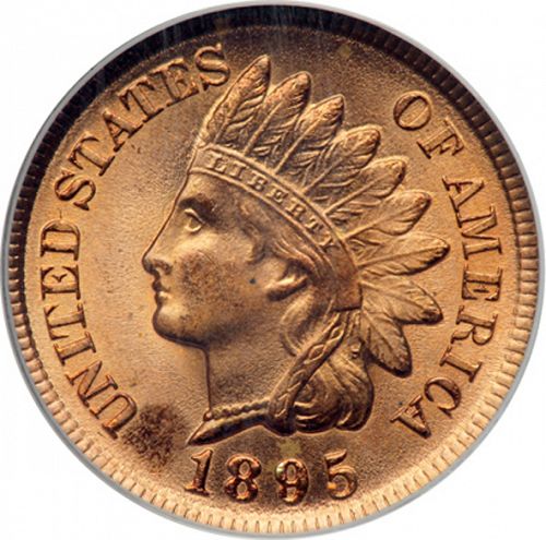 1 cent Obverse Image minted in UNITED STATES in 1895 (Indian Head)  - The Coin Database